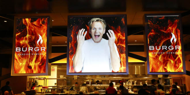 Inside of Gordon Ramsay's BurGR, one of the top celebrity chef restaurants in Las Vegas.