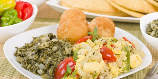 Ackee and Saltfish, a traditional Jamaican dish made of salt cod and ackee fruit.