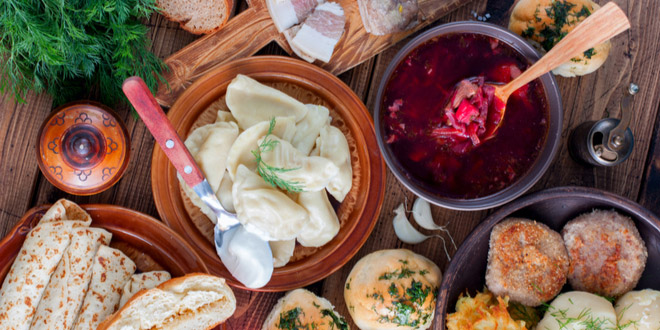Array of the most typical dishes of Ukrainian cuisine